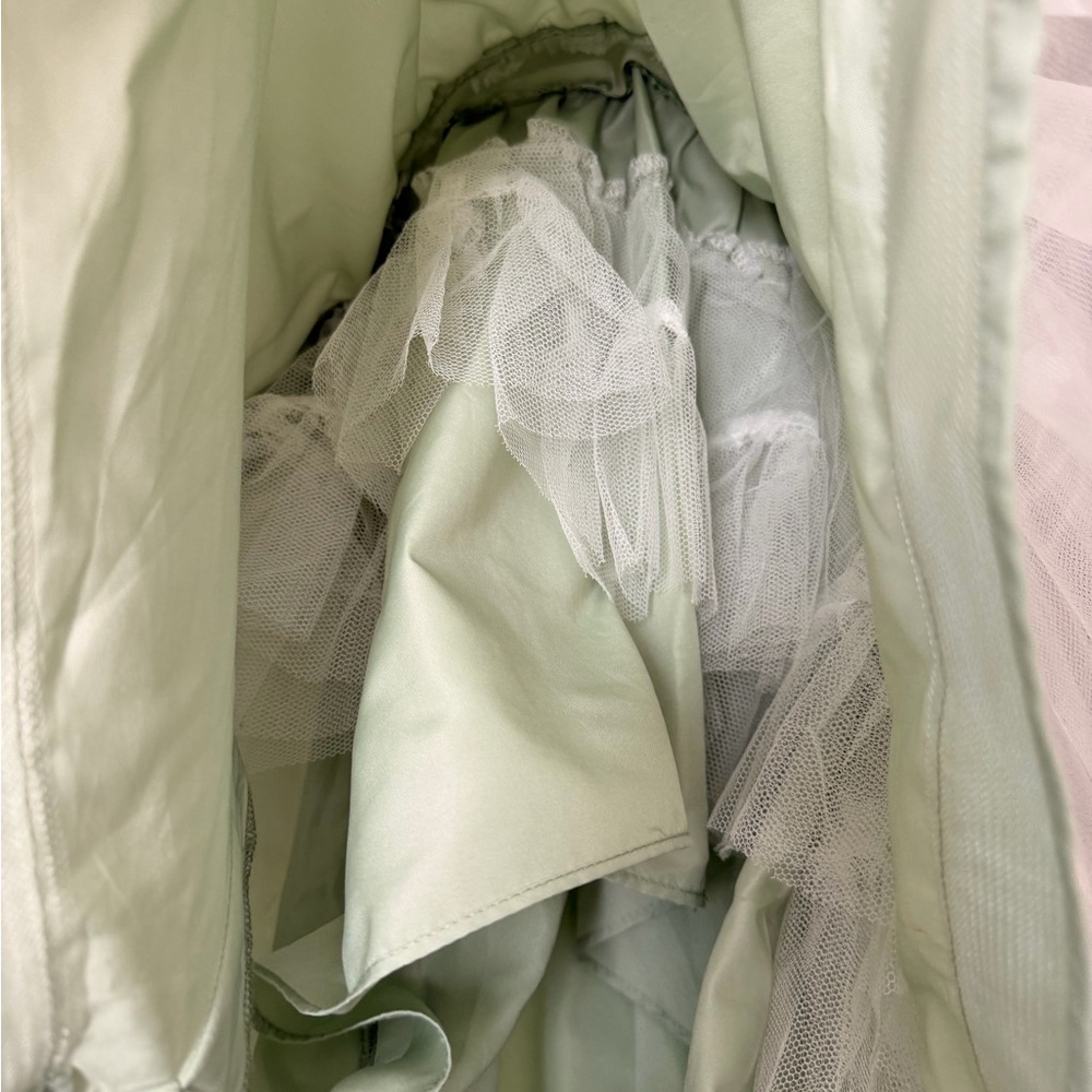 Sage Green Floral Tulle Girls' Dress - Picture 9 of 16